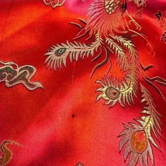 NWT Chinese Embroidered Silk Padded Jacket Red & Black Dragon Women’s Size Small - Picture 3 of 11